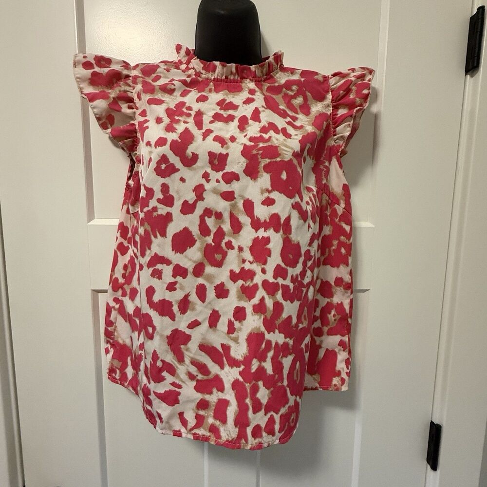 Shein Women’s Size Medium‎ Sleeveless Lightweight Top Animal Print Sheer Blouse - Picture 2 of 4